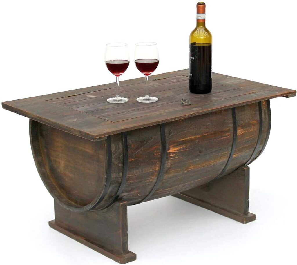 Tonneau De Vin Décoration Bois Forme De Table.