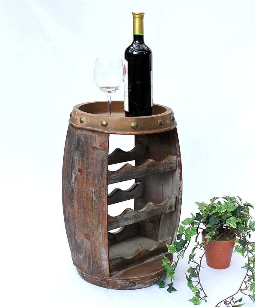 Tonneau décoration - Étagère à vin pour 8 bouteilles tonneaux jardin 