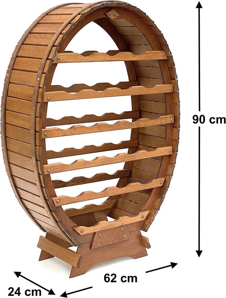 Tonneau Décoration à vin 24 Bouteilles Porte-Bouteilles - tonneau en Bois - 90 cm