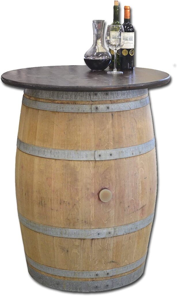 Tonneau de vin décoration affillé avec Plateau de Table Noyer 80 cm