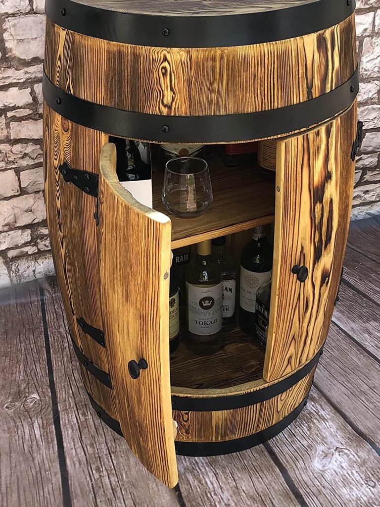 Tonneau bar en bois avec porte, couleur chêne- pas cher
