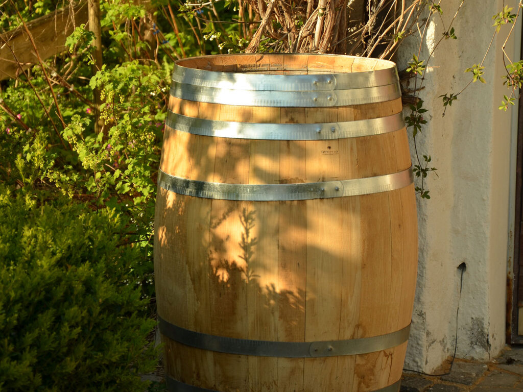 Tonneau de vin en châtaignier Capacité de 100l Huilé Fermé - Ouvert 